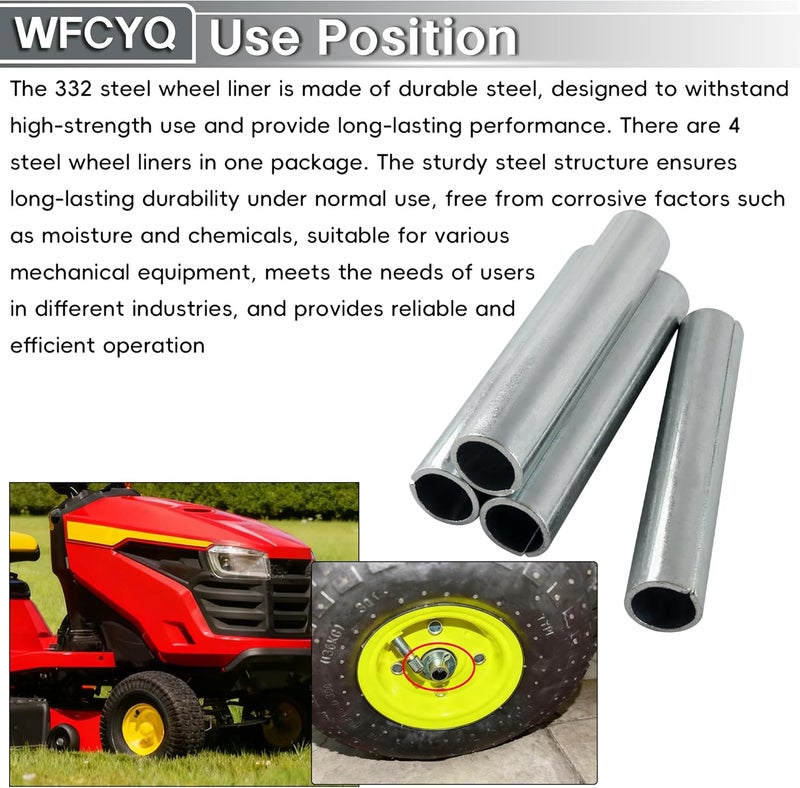 WFCYQ Steel Wheel Bushings 332 Replacement Part, 1/2" ID x 5/8" OD x 3-1/4" Height (4 Pack) - Image 4